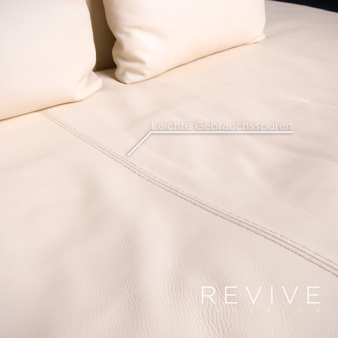 Who's Perfect Canapé en cuir design beige, canapé d'angle en cuir véritable #5980