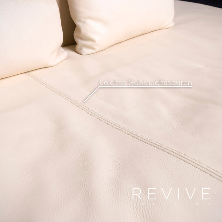 Who's Perfect Canapé en cuir design beige, canapé d'angle en cuir véritable #5980
