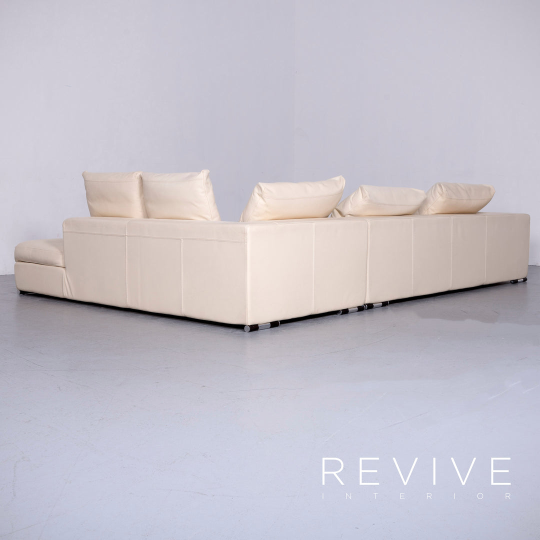 Who's Perfect Canapé en cuir design beige, canapé d'angle en cuir véritable #5980
