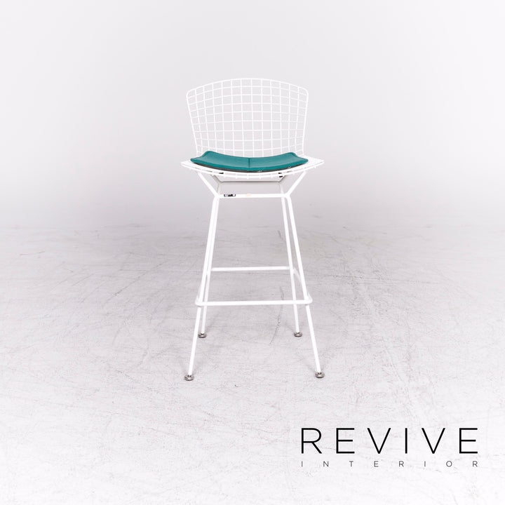 Knoll International Bertoia Ensemble de chaises de bar en métal avec fauteuil et tabouret Blanc Turquoise #8805