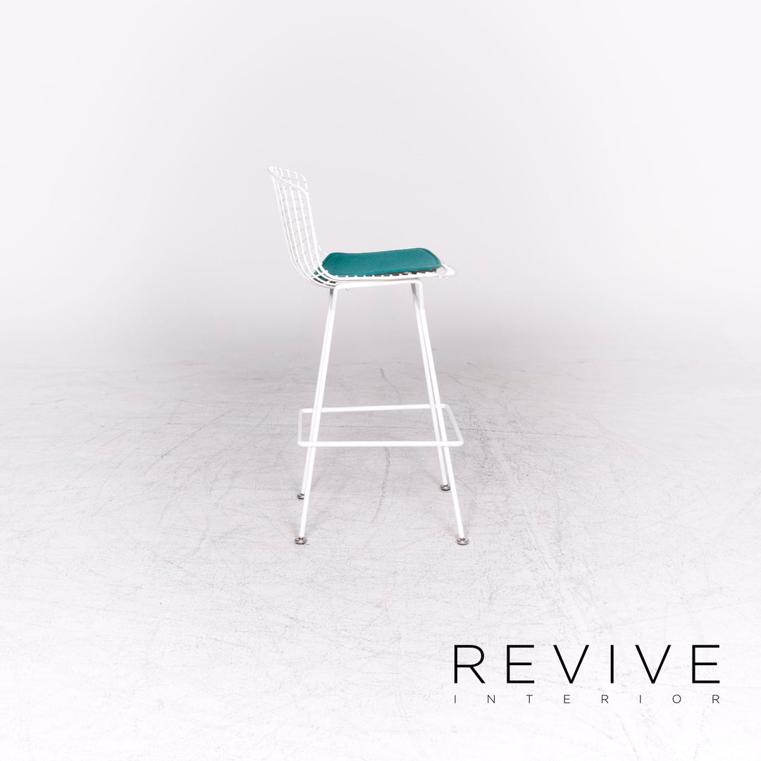 Knoll International Bertoia Ensemble de chaises de bar en métal avec fauteuil et tabouret Blanc Turquoise #8805