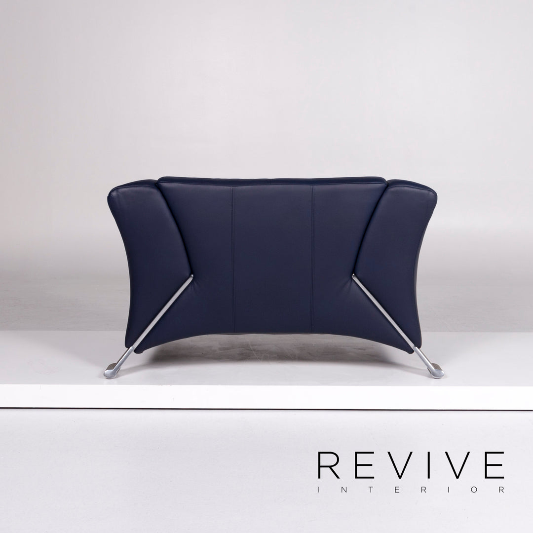 Rolf Benz 322 Leder Sofa Garnitur Blau 1x Zweisitzer 1x Sessel #10652