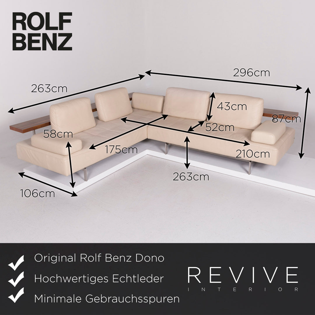 Rolf Benz Dono Leder Sofa Garnitur Beige Ecksofa Hocker #11642