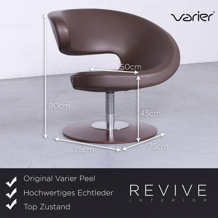 Varier Peel Designer Sessel Leder Braun Echtleder Stuhl #6581