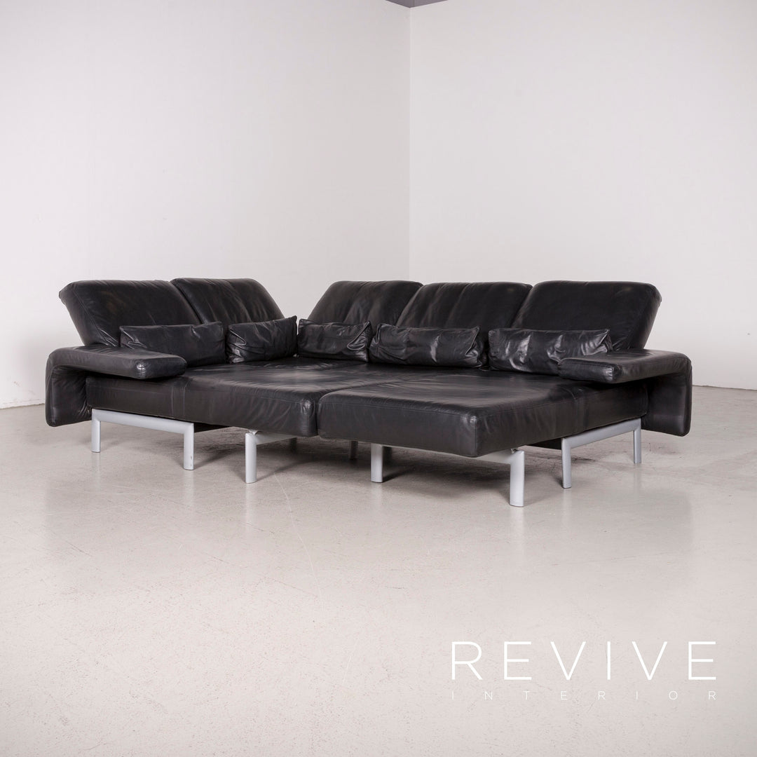 Willi Schillig Designer Leder Sofa Schwarz Ecksofa Echtleder Couch #8214