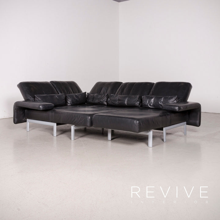 Willi Schillig Designer Leder Sofa Schwarz Ecksofa Echtleder Couch #8214