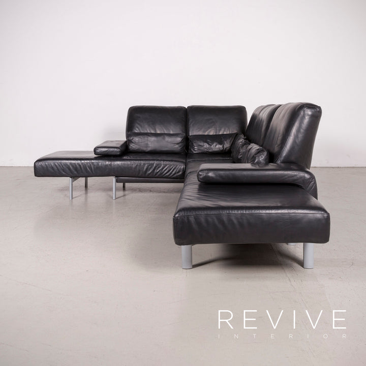 Willi Schillig Designer Leder Sofa Schwarz Ecksofa Echtleder Couch #8214