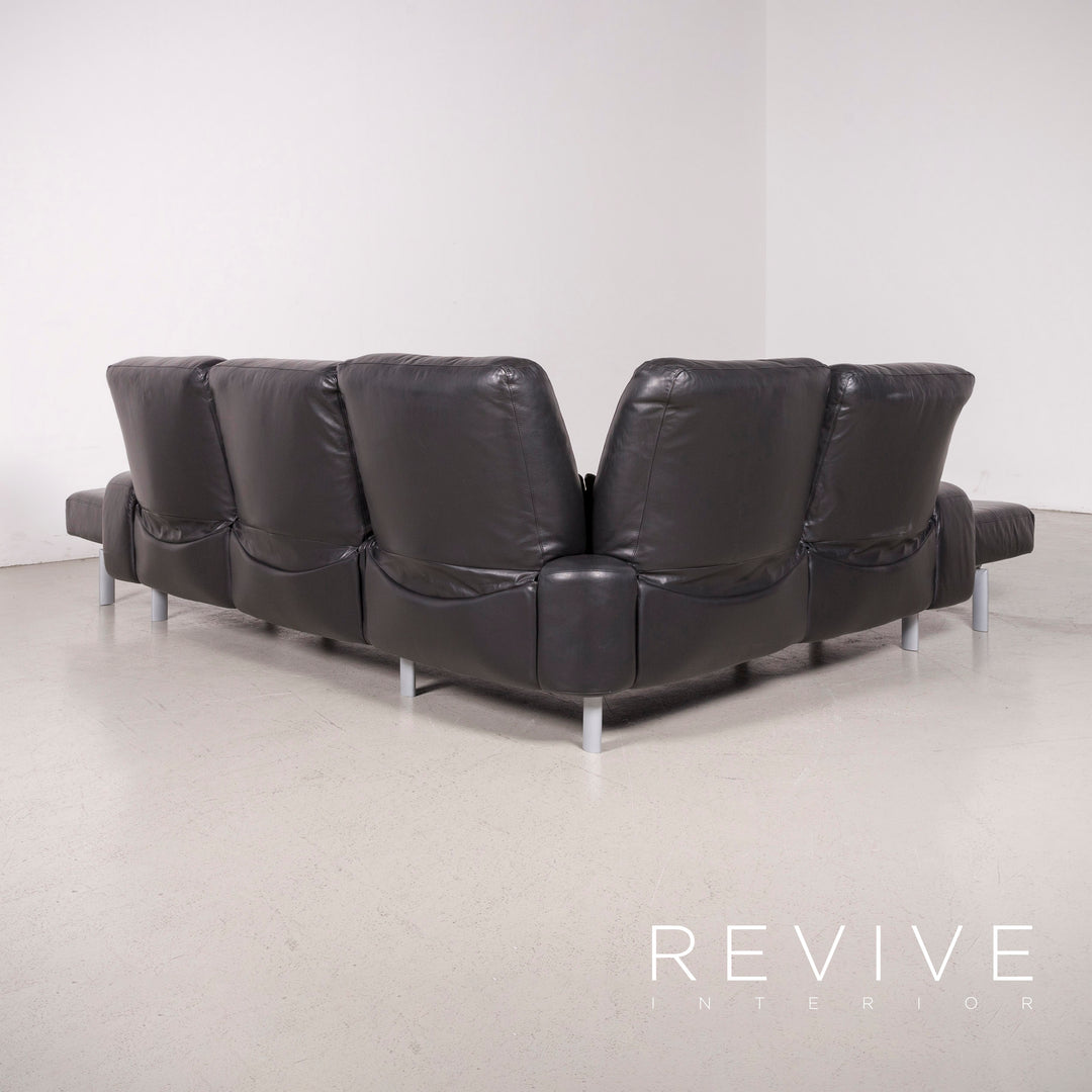 Willi Schillig Designer Leder Sofa Schwarz Ecksofa Echtleder Couch #8214