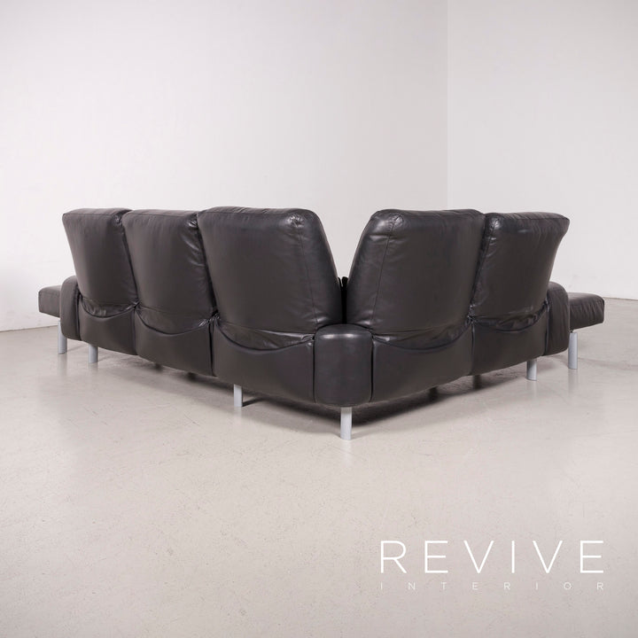 Willi Schillig Designer Leder Sofa Schwarz Ecksofa Echtleder Couch #8214