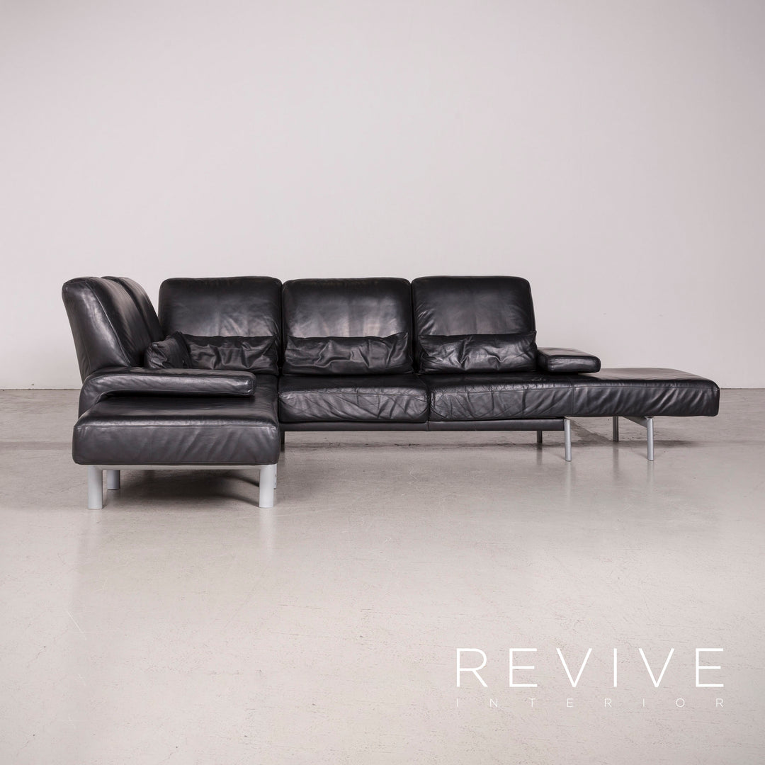 Willi Schillig Designer Leder Sofa Schwarz Ecksofa Echtleder Couch #8214