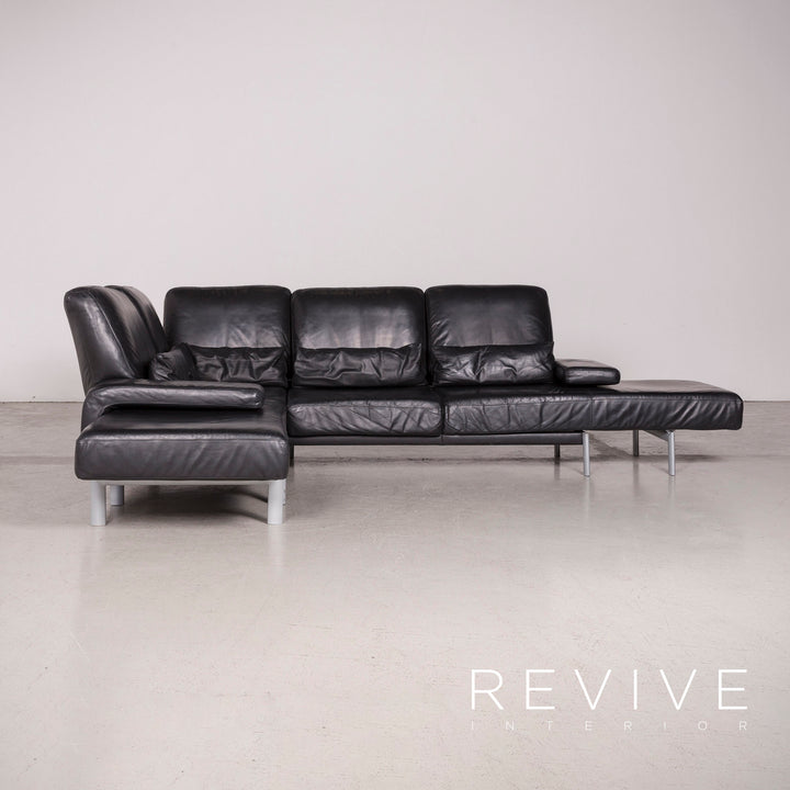 Willi Schillig Designer Leder Sofa Schwarz Ecksofa Echtleder Couch #8214