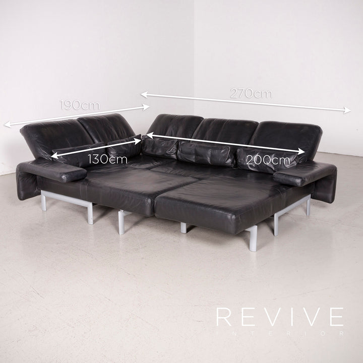 Willi Schillig Designer Leder Sofa Schwarz Ecksofa Echtleder Couch #8214