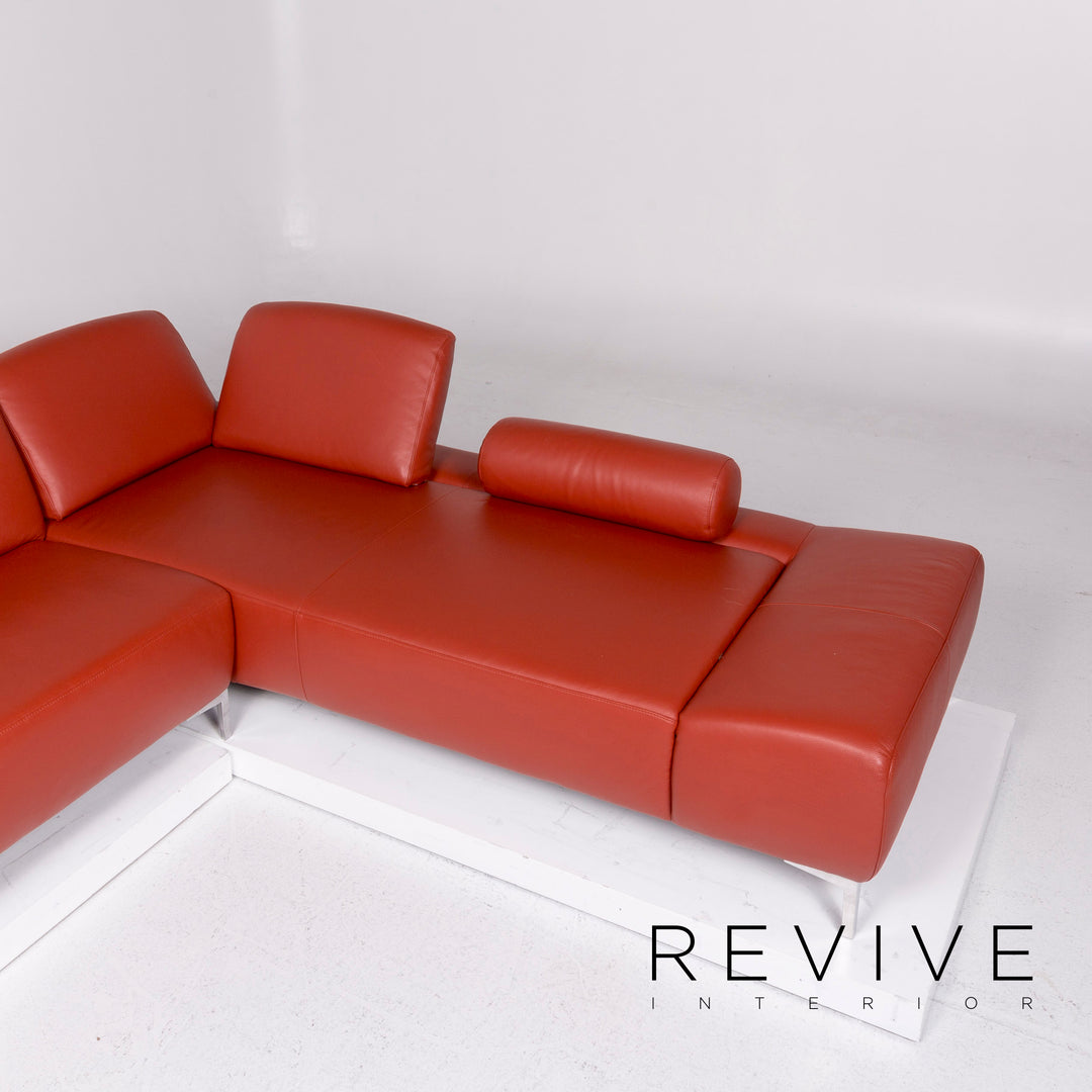 Willi Schillig Loop Leather Corner Sofa Orange Sofa Function Couch #11057