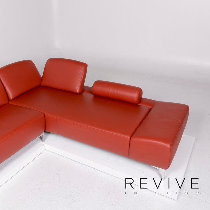 Willi Schillig Loop Leather Corner Sofa Orange Sofa Function Couch #11057