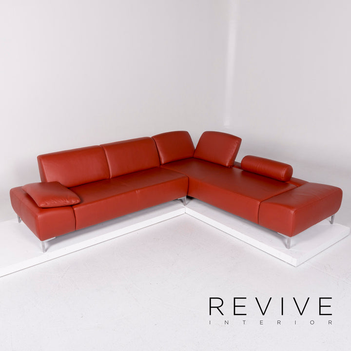 Willi Schillig Loop Leather Corner Sofa Orange Sofa Function Couch #11057