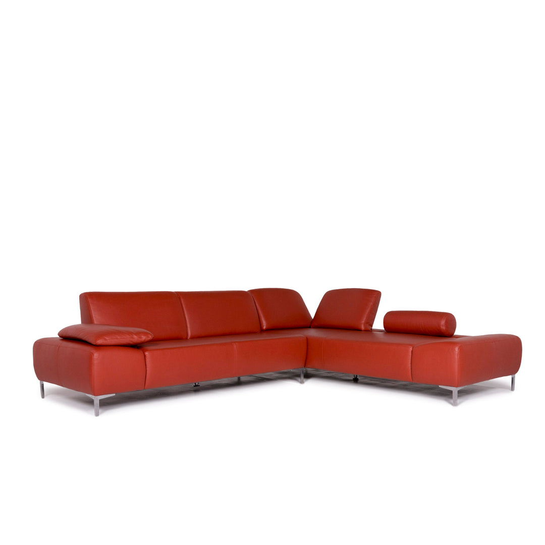 Willi Schillig Loop Leather Corner Sofa Orange Sofa Function Couch #11057