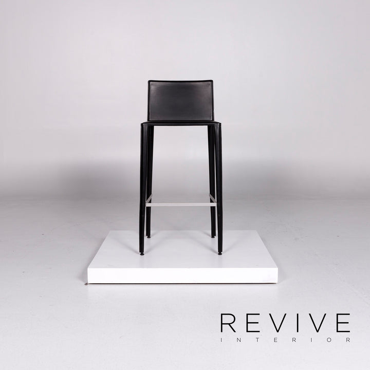 Tabouret de bar en cuir Arper Fauteuil de bistro noir moderne en cuir véritable SWISS Air Lounge Zurich #3660