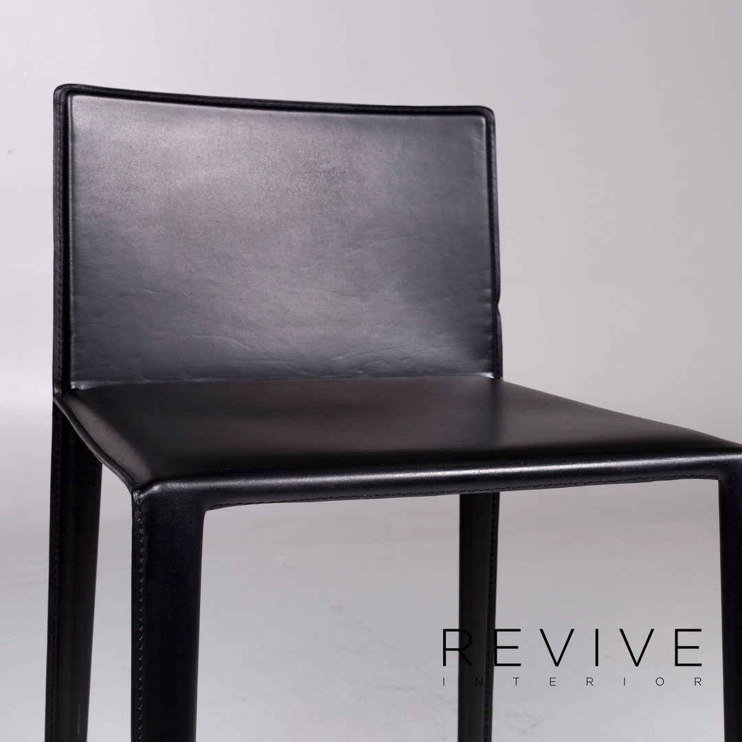Tabouret de bar en cuir Arper Fauteuil de bistro noir moderne en cuir véritable SWISS Air Lounge Zurich #3660