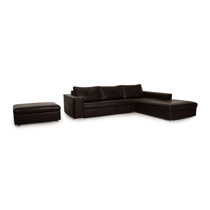 Artanova leather sofa set brown corner sofa stool couch