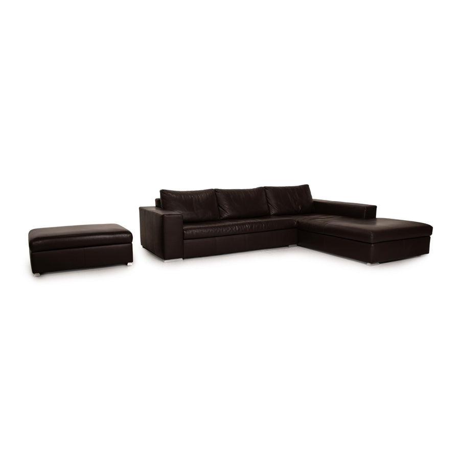 Artanova leather sofa set brown corner sofa stool couch
