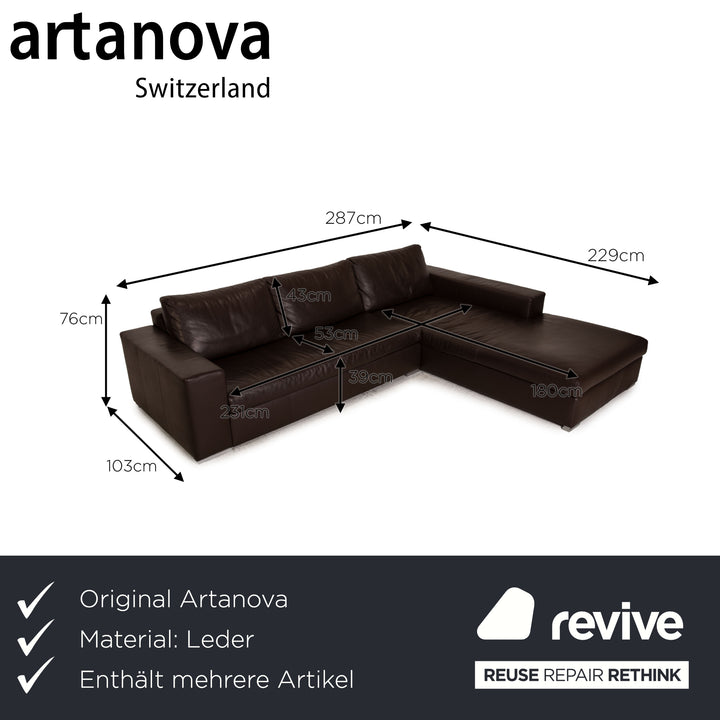 Artanova leather sofa set brown corner sofa stool couch