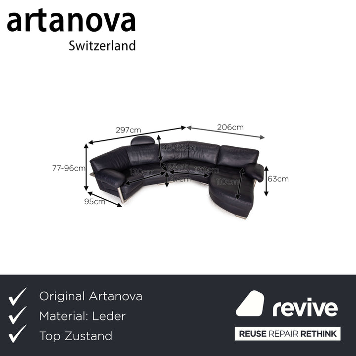 Artanova Medea canapé en cuir bleu canapé d'angle canapé