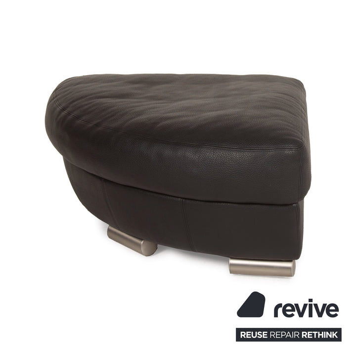 Artanova Medea Leather Sofa Set Black Corner Sofa Stool