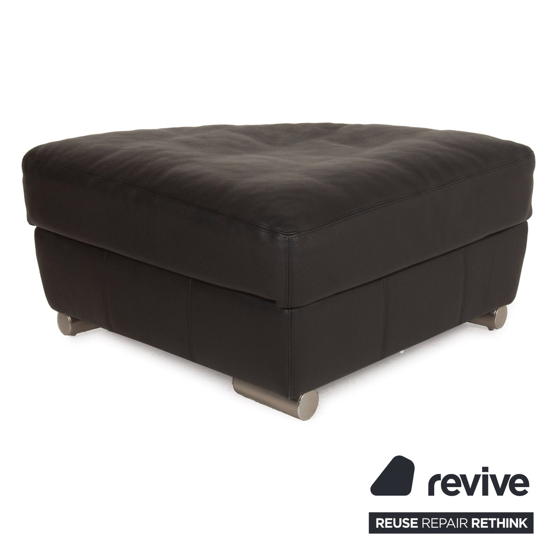 Artanova Medea Leather Sofa Set Black Corner Sofa Stool