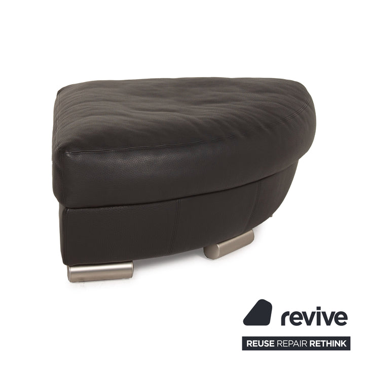 Artanova Medea Leather Sofa Set Black Corner Sofa Stool