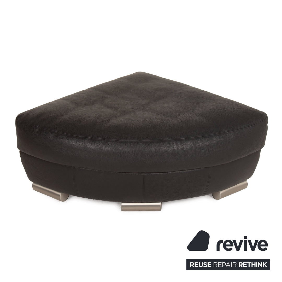 Artanova Medea Leather Sofa Set Black Corner Sofa Stool