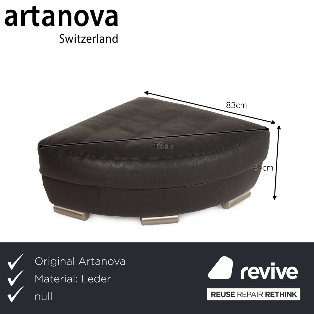 Artanova Medea Leather Sofa Set Black Corner Sofa Stool