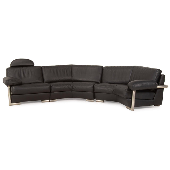 Artanova Medea Leder Sofa Schwarz Ecksofa