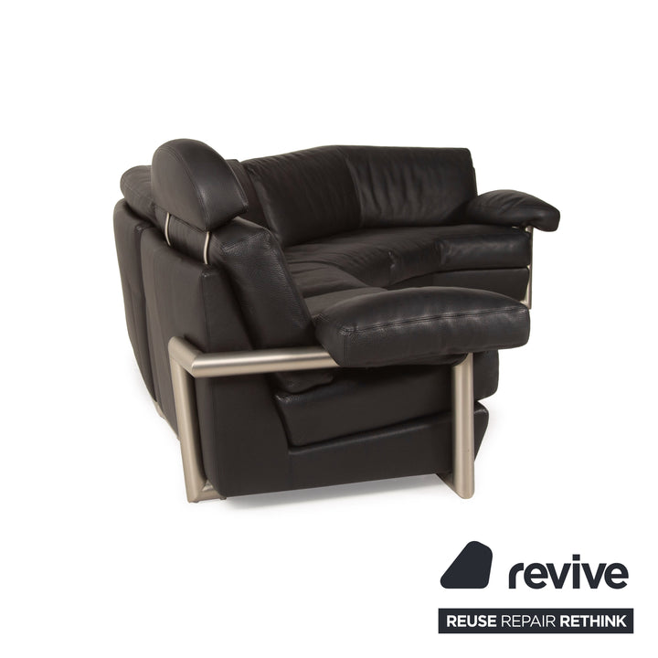 Artanova Medea Leder Sofa Schwarz Ecksofa