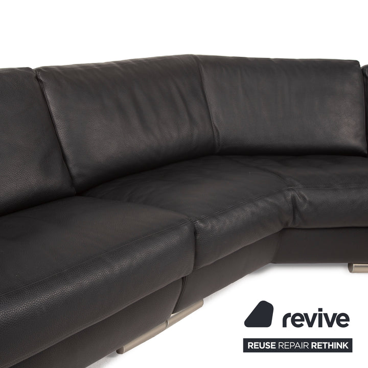 Artanova Medea Leder Sofa Schwarz Ecksofa