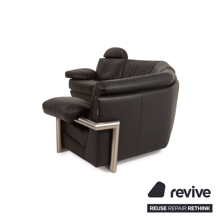 Artanova Medea Leder Sofa Schwarz Ecksofa