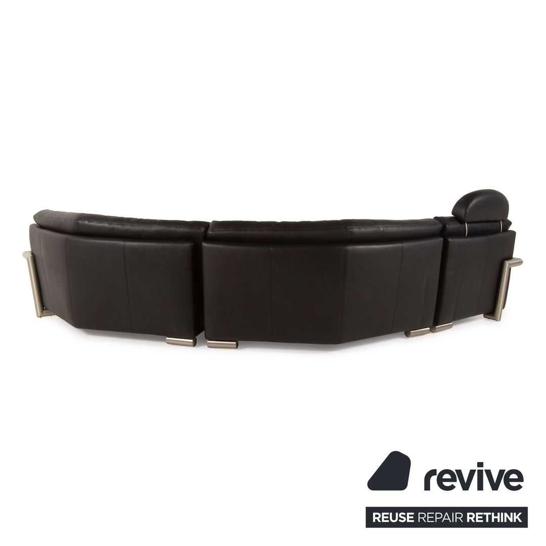 Artanova Medea Leder Sofa Schwarz Ecksofa