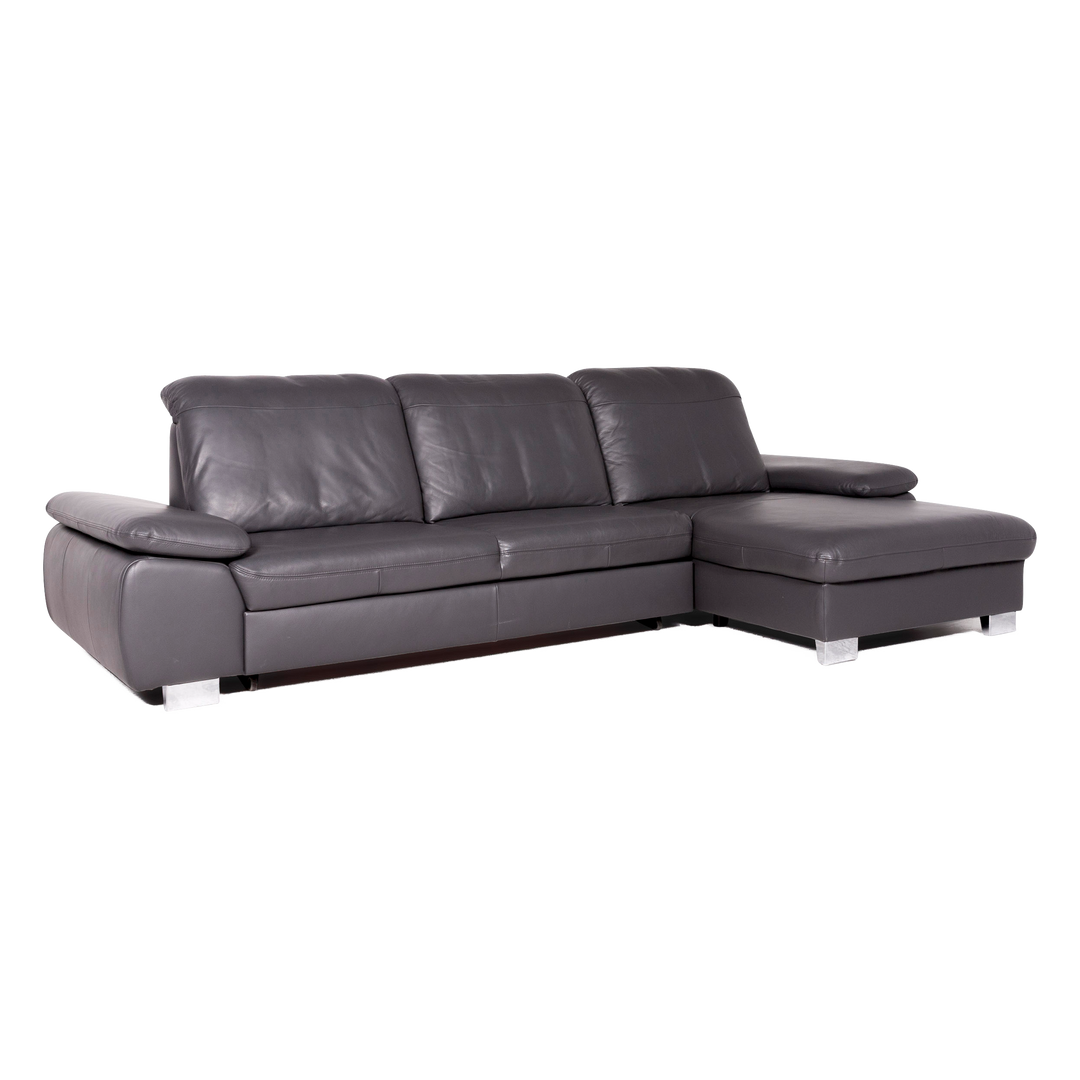 Himolla – canapé d'angle design en cuir véritable, gris, #8603