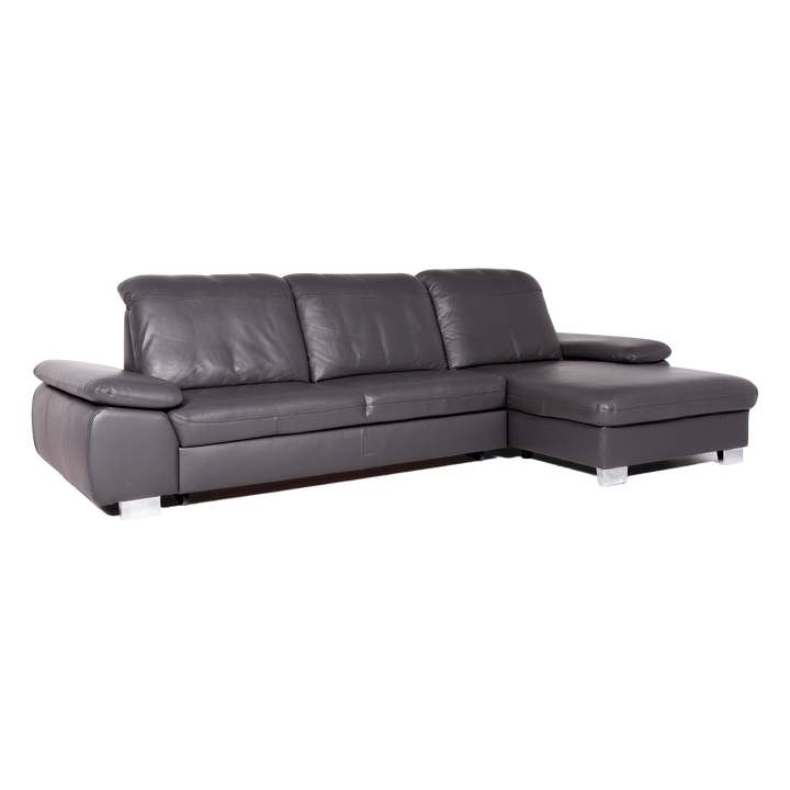 Himolla – canapé d'angle design en cuir véritable, gris, #8603