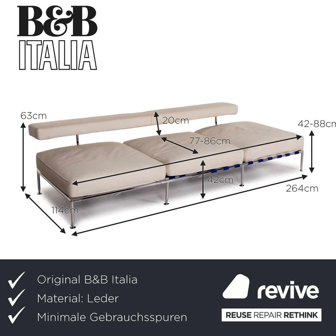 B&amp;B Italia Free Time Leather Lounger White Daybed Sleep Function Sofa Bed Antonio Citterio