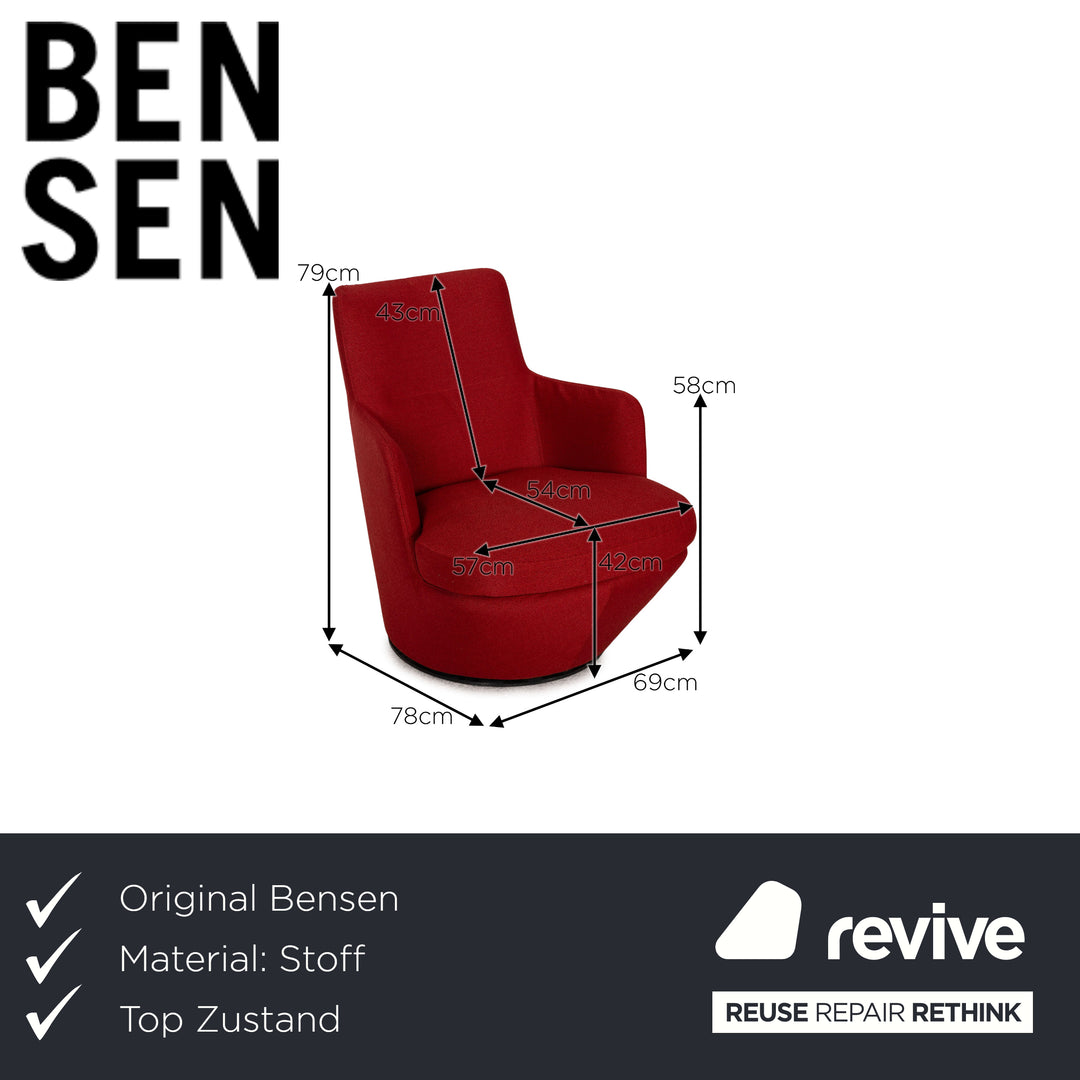 Bensen Lo Turn Fabric Armchair Red Swivel function