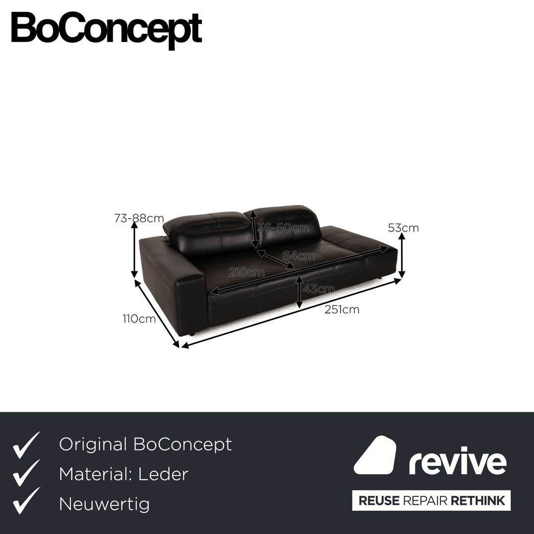 BoConcept Hampton Leder Sofa Schwarz Dreisitzer Couch Funktion