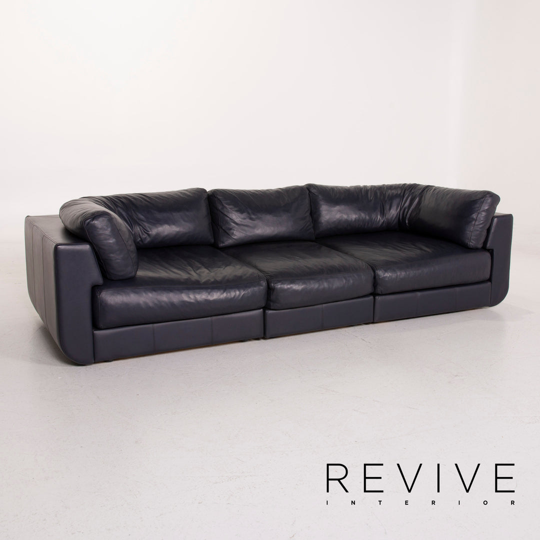 BoConcept Largo Leather Sofa Set Blue Three Seater Stool #15219
