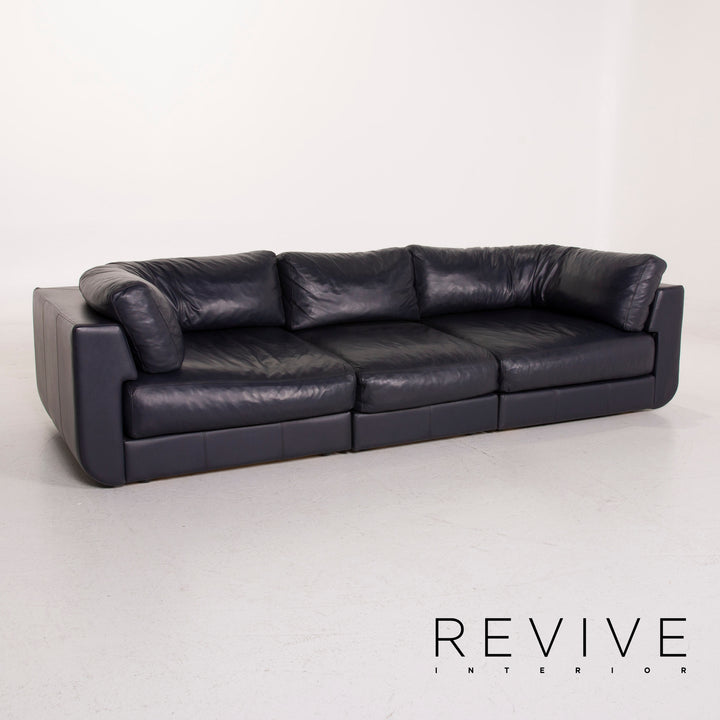 BoConcept Largo Leather Sofa Set Blue Three Seater Stool #15219