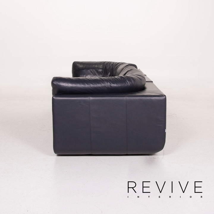 BoConcept Largo Leather Sofa Set Blue Three Seater Stool #15219