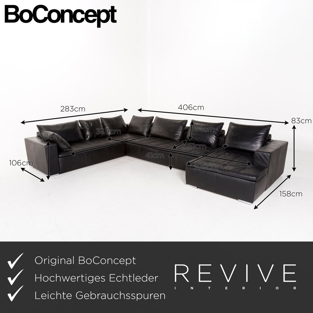 BoConcept Mezzo canapé d'angle en cuir noir canapé #12364