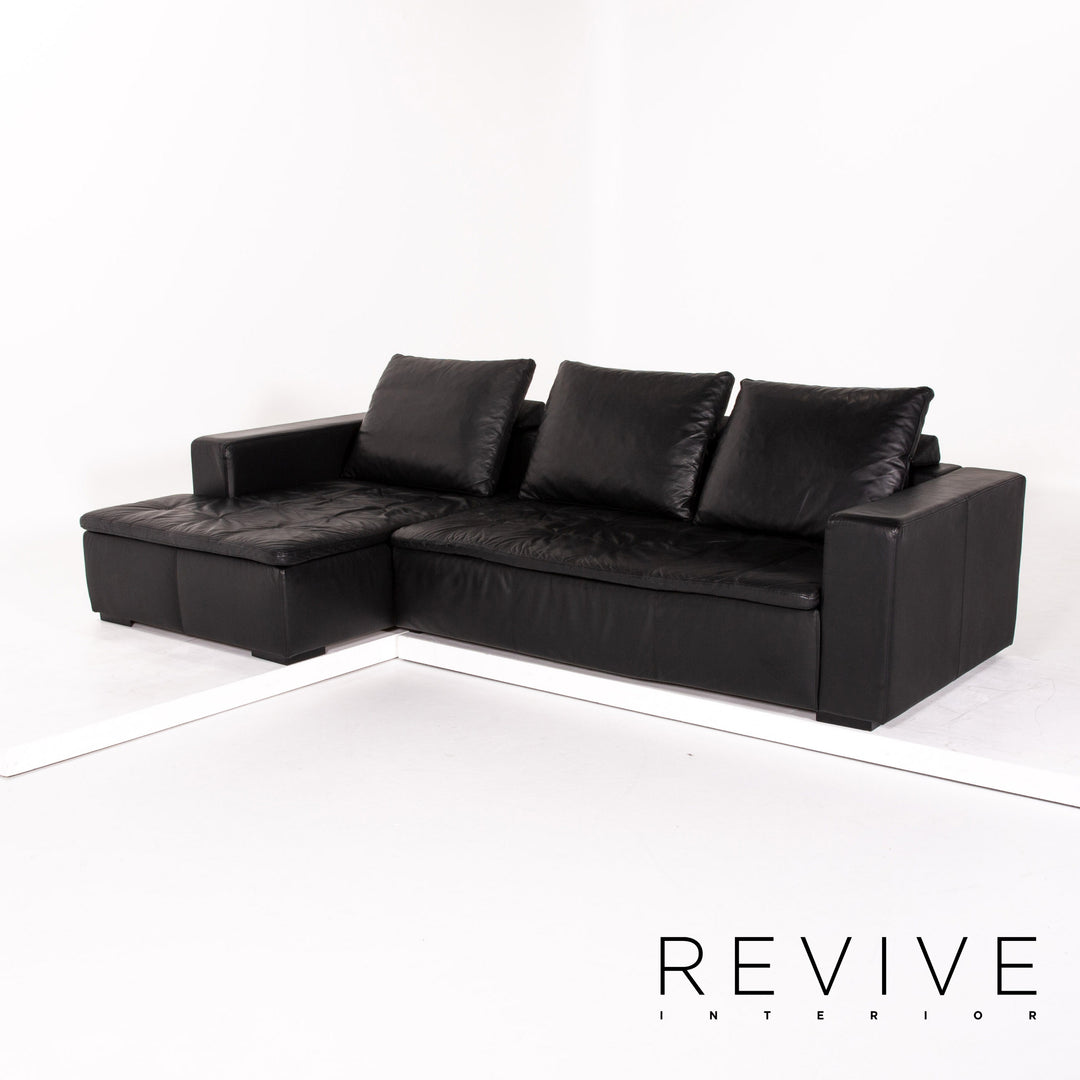 BoConcept Mezzo Leder Ecksofa Schwarz Sofa Couch #13143