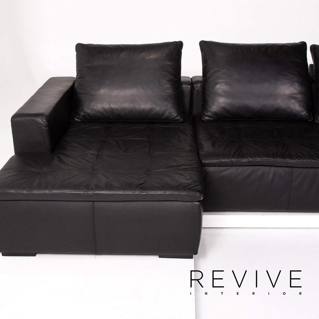 BoConcept Mezzo Leder Ecksofa Schwarz Sofa Couch #13143