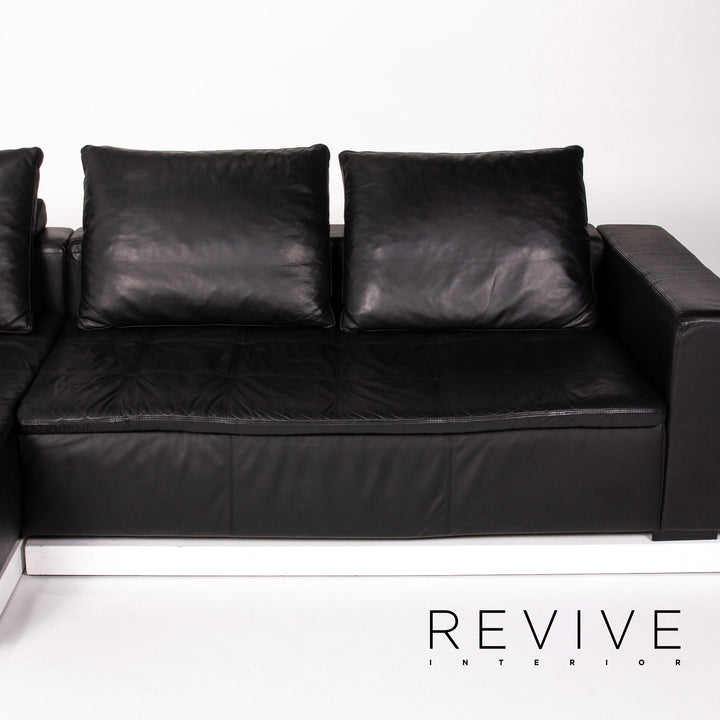 BoConcept Mezzo Leder Ecksofa Schwarz Sofa Couch #13143
