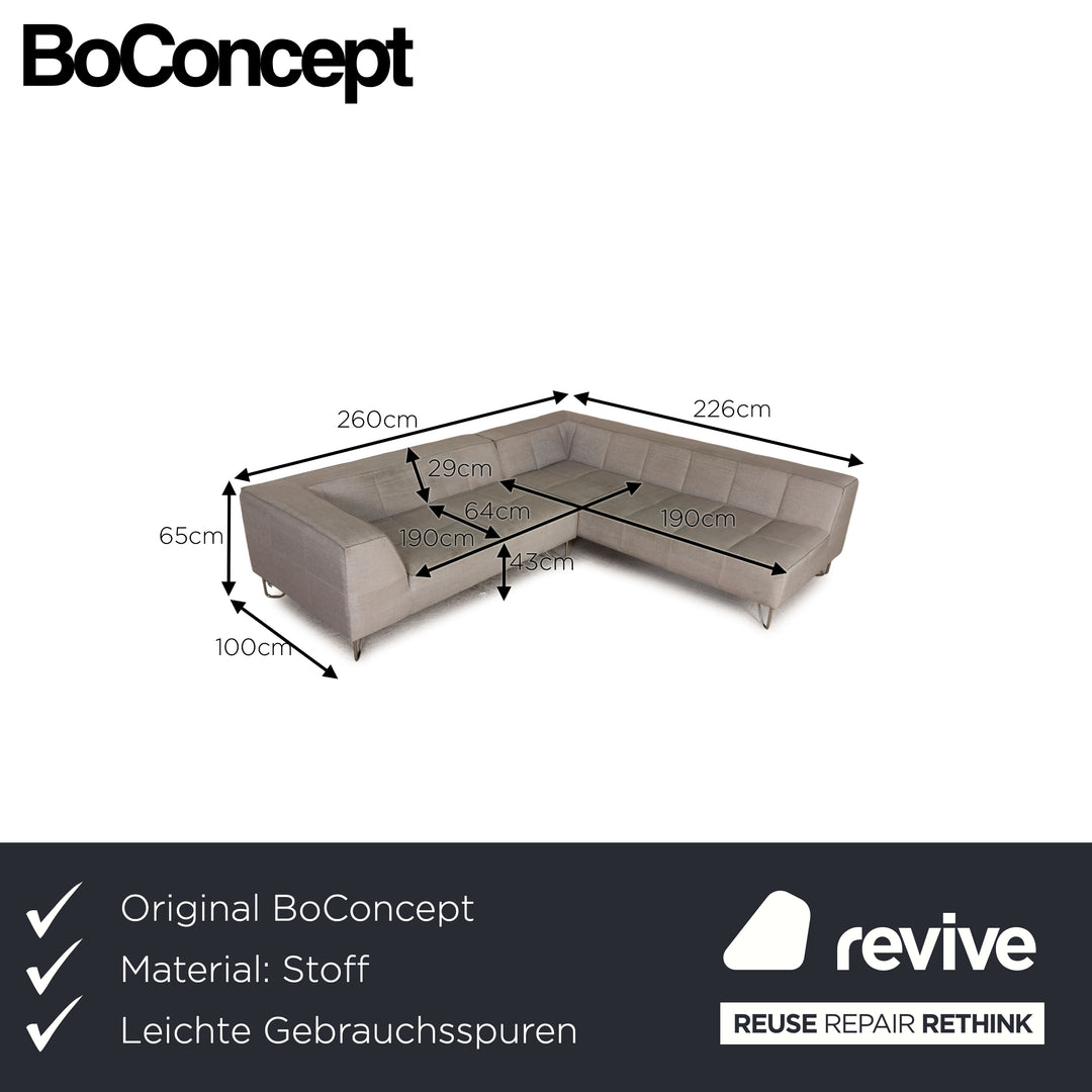 BoConcept Milos canapé en tissu gris canapé d'angle avec tabouret