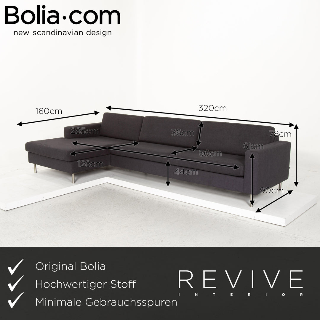 Bolia fabric corner sofa anthracite gray sofa couch #13366